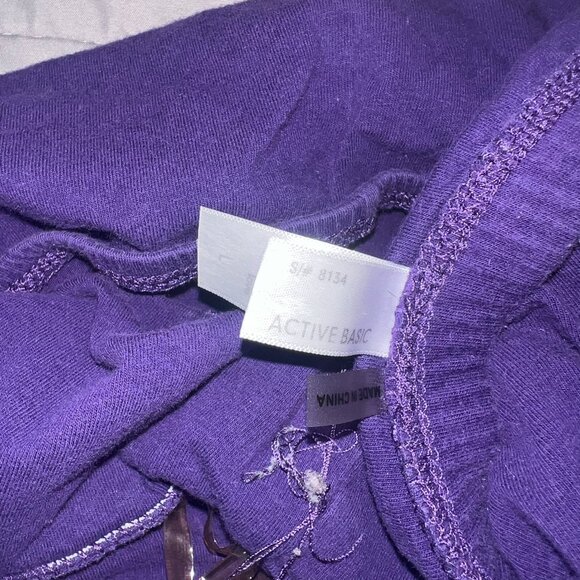 Active Basic Women's Dark Purple Crop Top with Built-In Bra - Size L - Picture 2 of 4